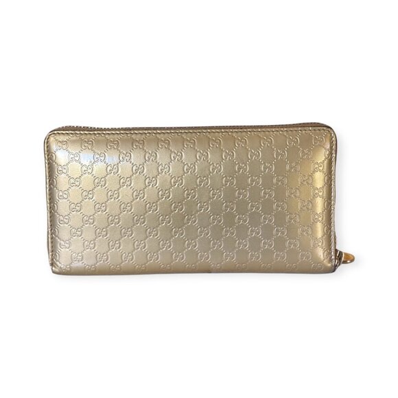 Gucci Microguccissima Patent Leather Zip Around Wallet | Gold Tone - Picture 3 of 6